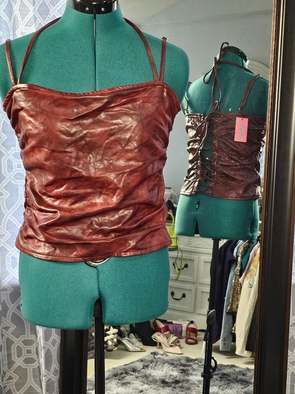 Edikted eMoss Faux Leather Corset, Size L NWT
